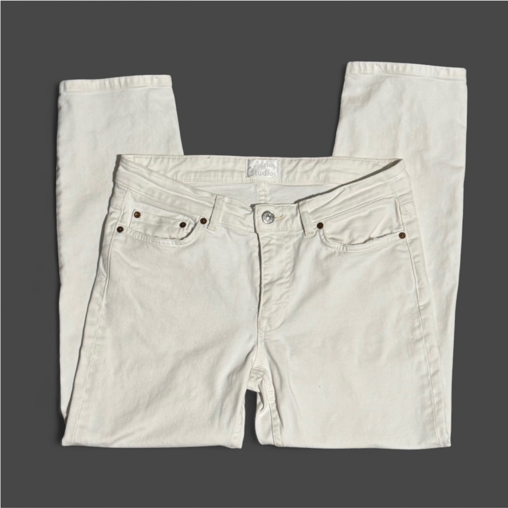 Acne Studios Mid Rise Straight Leg Cropped Jeans Denim Pants Row White Vintage
